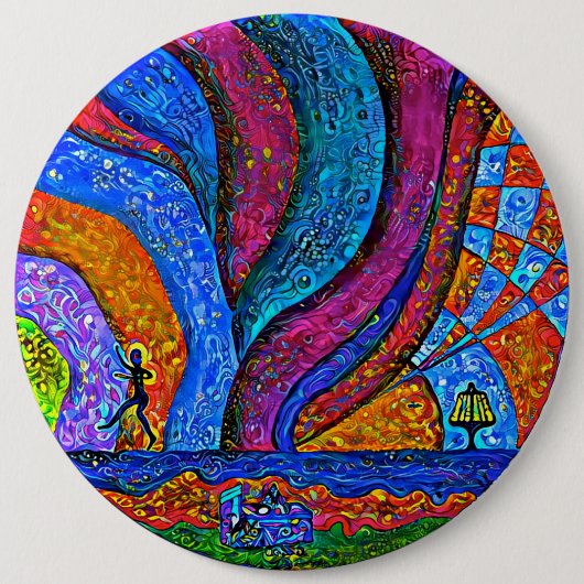 Disk Golf Art Button 6" (Voorkant)