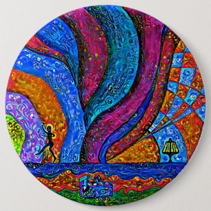 Disk Golf Art Button 6"