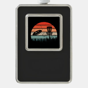 Disk Golf Retro Verzilverd Kader Ornament