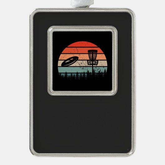Disk Golf Retro Verzilverd Kader Ornament (Voorkant)