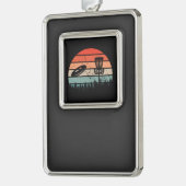 Disk Golf Retro Verzilverd Kader Ornament (Links)