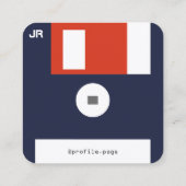diskettestation disquette faux ziet er donkerblauw vierkante visitekaartje (Achterkant)