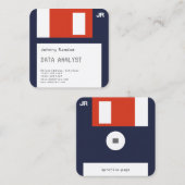 diskettestation disquette faux ziet er donkerblauw vierkante visitekaartje (Voorkant / Achterkant)