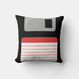 Diskettestation Pillow - zwart, zilver en rood Kussen