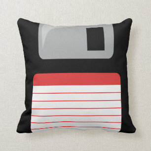 Diskettestation Pillow - zwart, zilver en rood Kussen