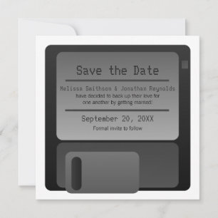 Diskettestation Sla de datum-aankondiging op, grij Save The Date