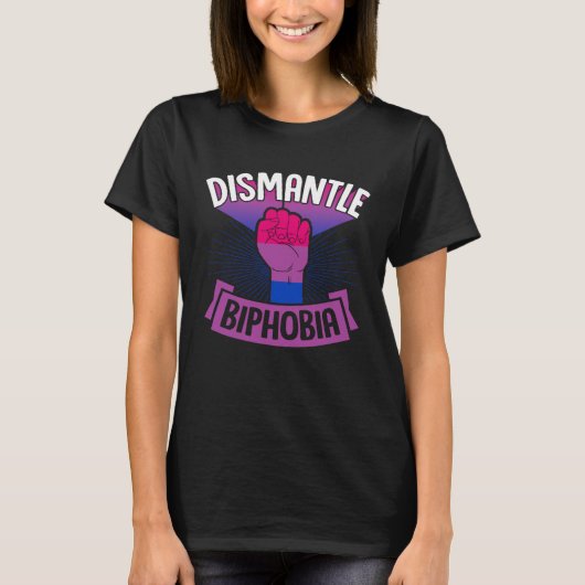 Dismantle Biphobia Protest Fist Bisexual Pride Aes T-shirt (Voorkant)