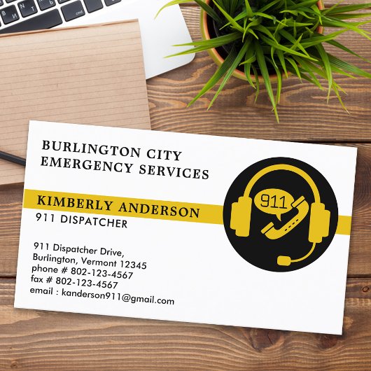 Dispatcher 911 Emergency Custom Professional Logo Visitekaartje