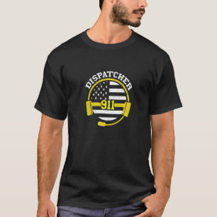 Dispatcher 911 Operator VS-hoofdtelefoon Vlag Dun  T-shirt