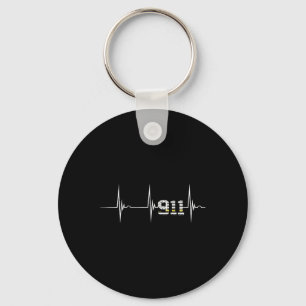 Dispatcher 911 Vintage Vlag Usa Hartslag Ekg Pols Sleutelhanger