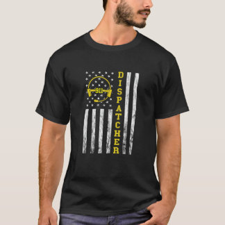 Dispatcher Amerika Vlag op hoofdtelefoon 911 T-shirt