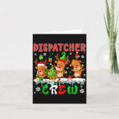 Dispatcher Crew Three Cute Santa Elf Reindeers Xma Kaart (Voorkant)
