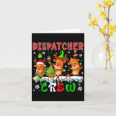 Dispatcher Crew Three Cute Santa Elf Reindeers Xma Kaart (Gele Bloem)