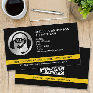Dispatcher Custom Emergency Police Fire QR-code Visitekaartje