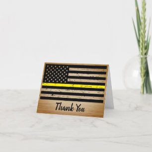Dispatcher Rustic Thin Yellow Line American Flag Bedankkaart