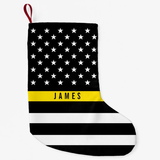 Dispatcher Thin Yellow Line American Flag Monogram Kleine Kerstsok (Voorkant)