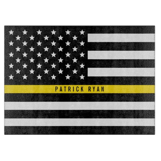 Dispatcher Thin Yellow Line American Flag Name Snijplank (Voorkant)