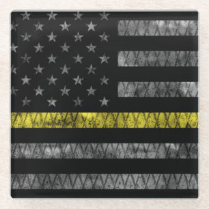 Dispatcher Thin Yellow Line Flag Glazen Onderzetter