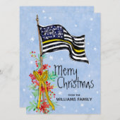 Dispatcher Thin Yellow Line Flag Holly Red Berries Feestdagenkaart (Voorkant / Achterkant)