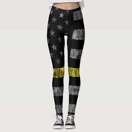 Dispatcher Thin Yellow Line Flag Leggings (Voorkant)