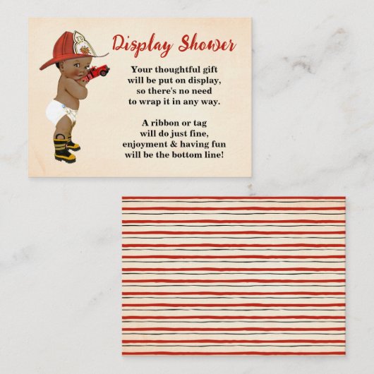 Display Baby shower No Wrapping Shower AA Fireman Informatiekaartje (Voorkant / Achterkant)