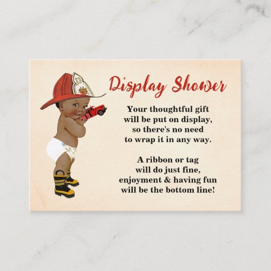 Display Baby shower No Wrapping Shower AA Fireman Informatiekaartje (Voorkant)