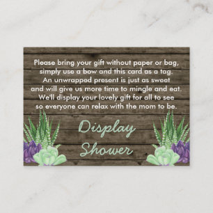 Display Douche Gedicht Gift Label Rustieke Succule Informatiekaartje