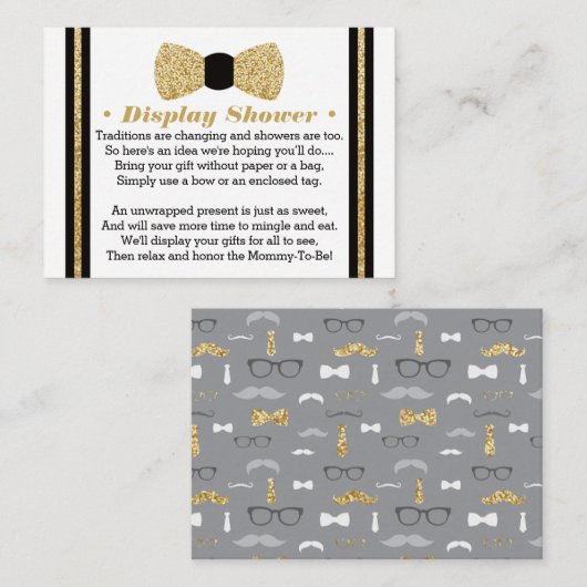 Display Douche Kaart, klein Man, Bow Stropdas Informatiekaartje (Voorkant / Achterkant)