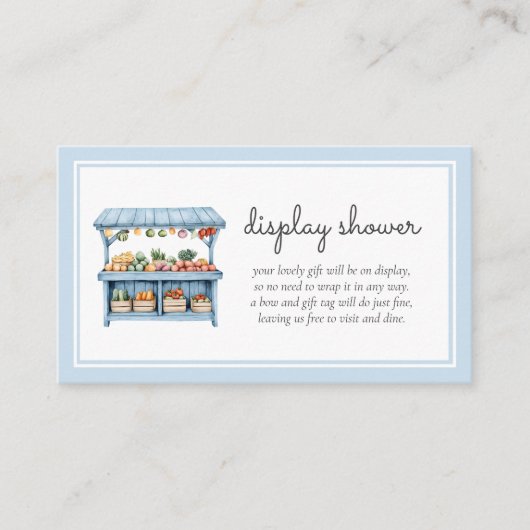 Display Shower Blue Farmers Market Baby Shower Informatiekaartje (Voorkant)