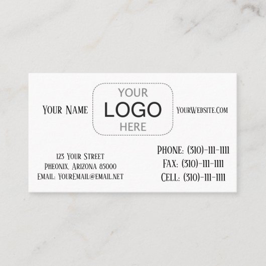 Disposition de carte de visite (Devant)