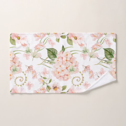 Disposition florale d'hydrangée rose printanier (Serviette à main)