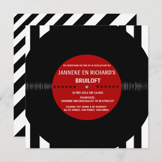 Disque Vinyle Rétro | Faire-Part de Mariage Modern (Devant / Derrière)