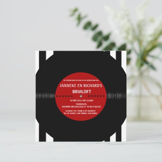 Disque Vinyle Rétro | Faire-Part de Mariage Modern (Debout devant)