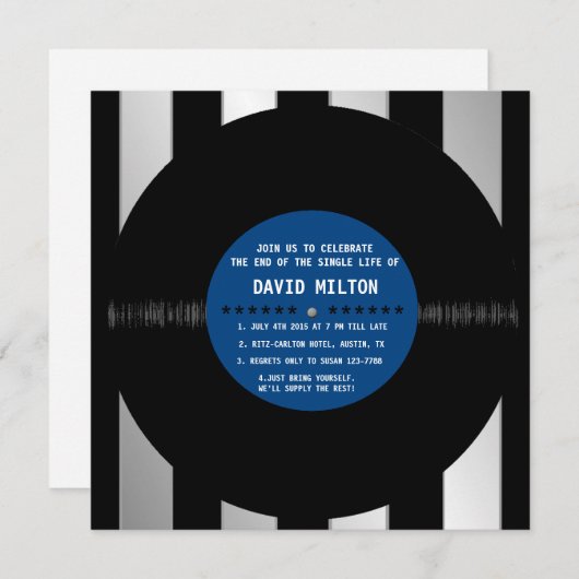 Disque Vinyle Rétro  Invitations pour Enterrement  (Devant / Derrière)