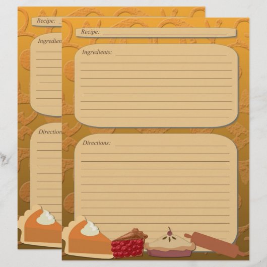 Dissert pie thema oranje recept pagina (Voorkant / Achterkant)