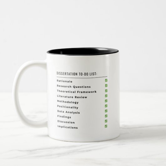 Dissertatie to-do lijst mok (Links)