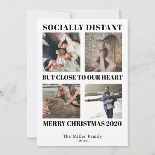 Distance sociale Joyeux Noël 2020 carte photo (Devant)