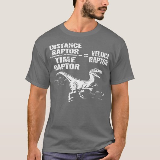 Distance Time Raptor Velociraptor Equation  Fun T-shirt (Voorkant)
