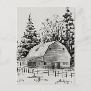 Distant Barn Sketch I Briefkaart