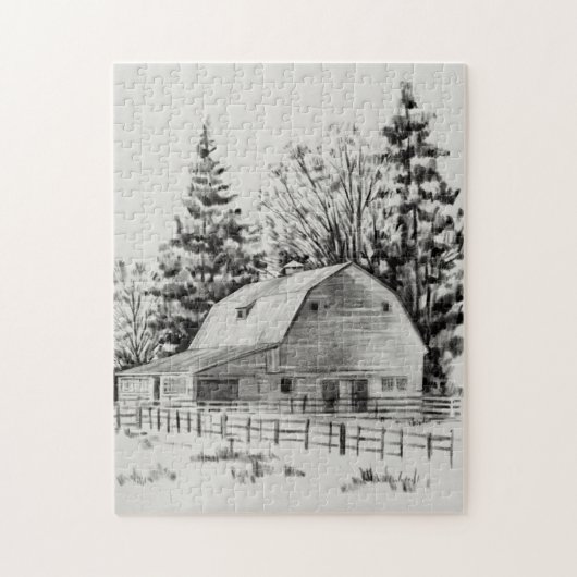 Distant Barn Sketch I Legpuzzel (Verticaal)