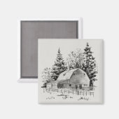 Distant Barn Sketch I Magneet (Voorkant / Achterkant)