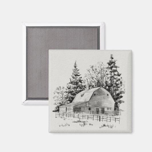 Distant Barn Sketch I Magneet (Voorkant / Achterkant)