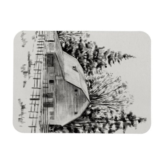 Distant Barn Sketch I Magneet (Horizontaal)