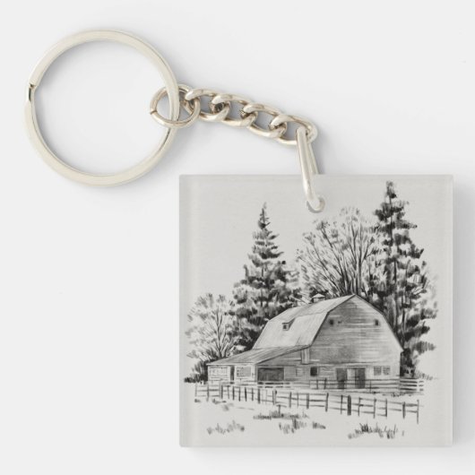 Distant Barn Sketch I Sleutelhanger (Voorkant)