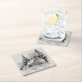 Distant Barn Sketch I Vierkante Kartonnen Onderzetter (Insitu)