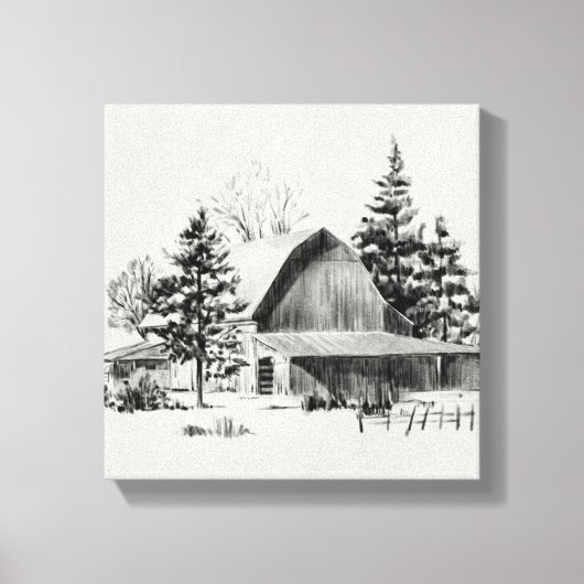 Distant Barn Sketch II Canvas Afdruk (Voorkant)