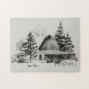 Distant Barn Sketch II Legpuzzel
