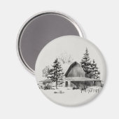 Distant Barn Sketch II Magneet (Voorkant / Achterkant)