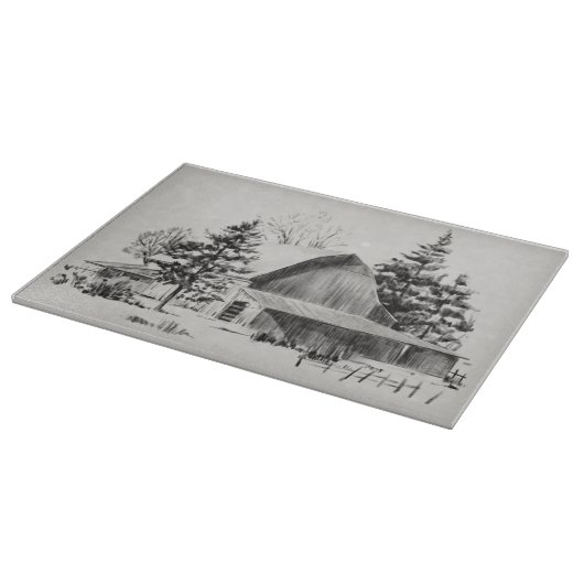 Distant Barn Sketch II Snijplank (Hoek)