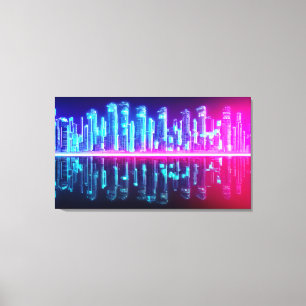 Distant Cyberpunk City Canvas Afdruk